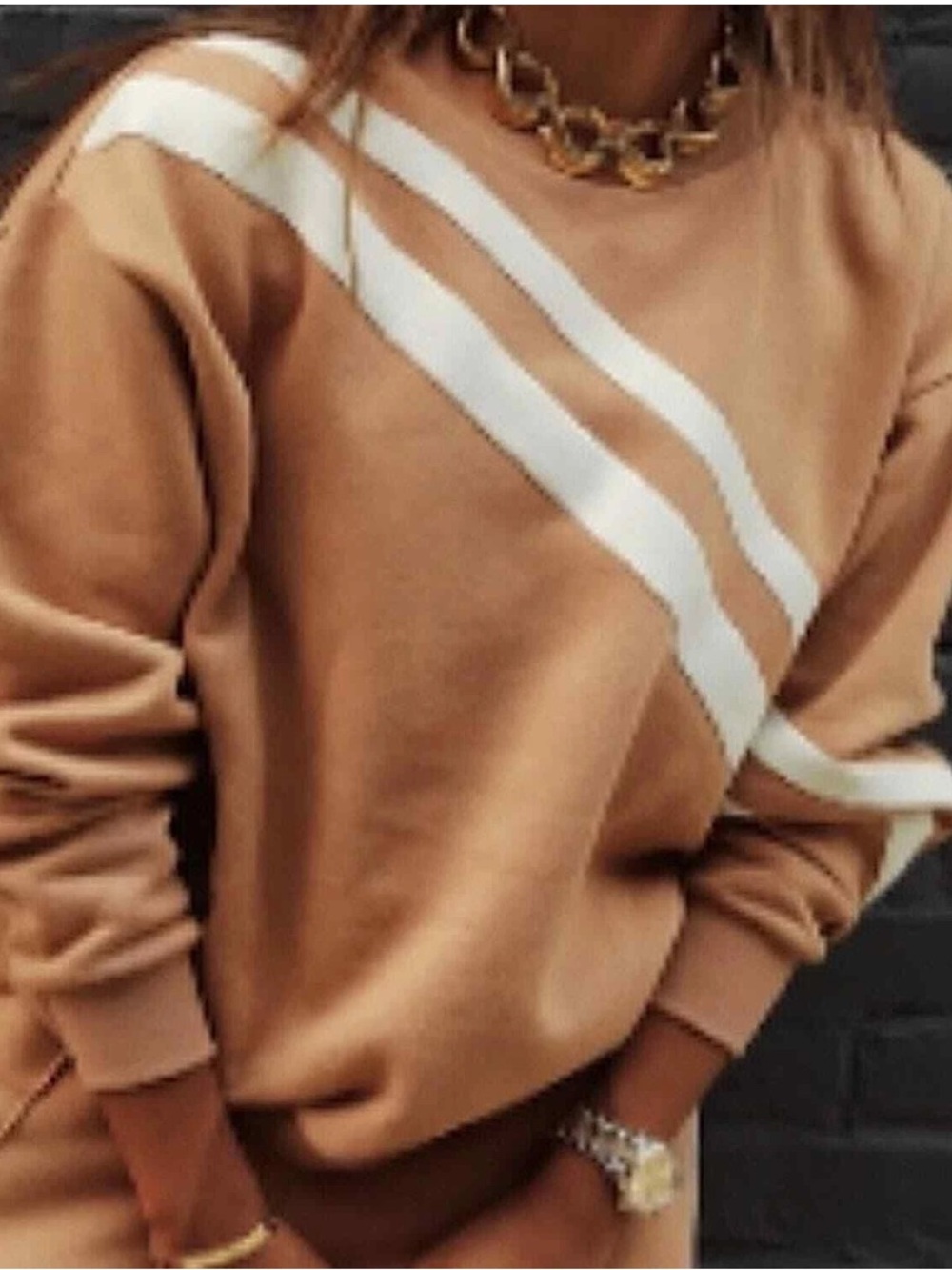 Wesley x Bandier size Small camel stripe sweatshirt